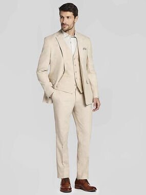 Joe Joseph Abboud Tan Linen-Blend Suit – 3-Piece Set